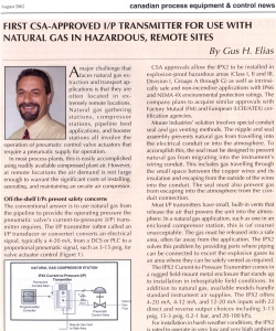 First CSA-Approved I/P for Natural Gas in Hazardous Areas