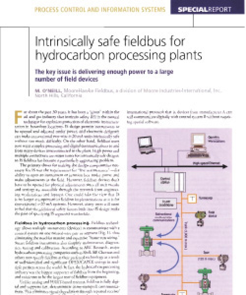 Intrinsically Safe Fieldbus for Hydrocarbon Plants